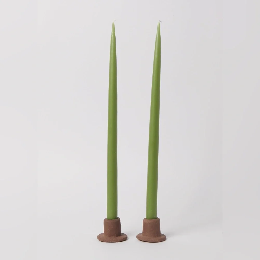 S12 | Vintage Hand Dipped Willow Taper Candles ~ Set of 7